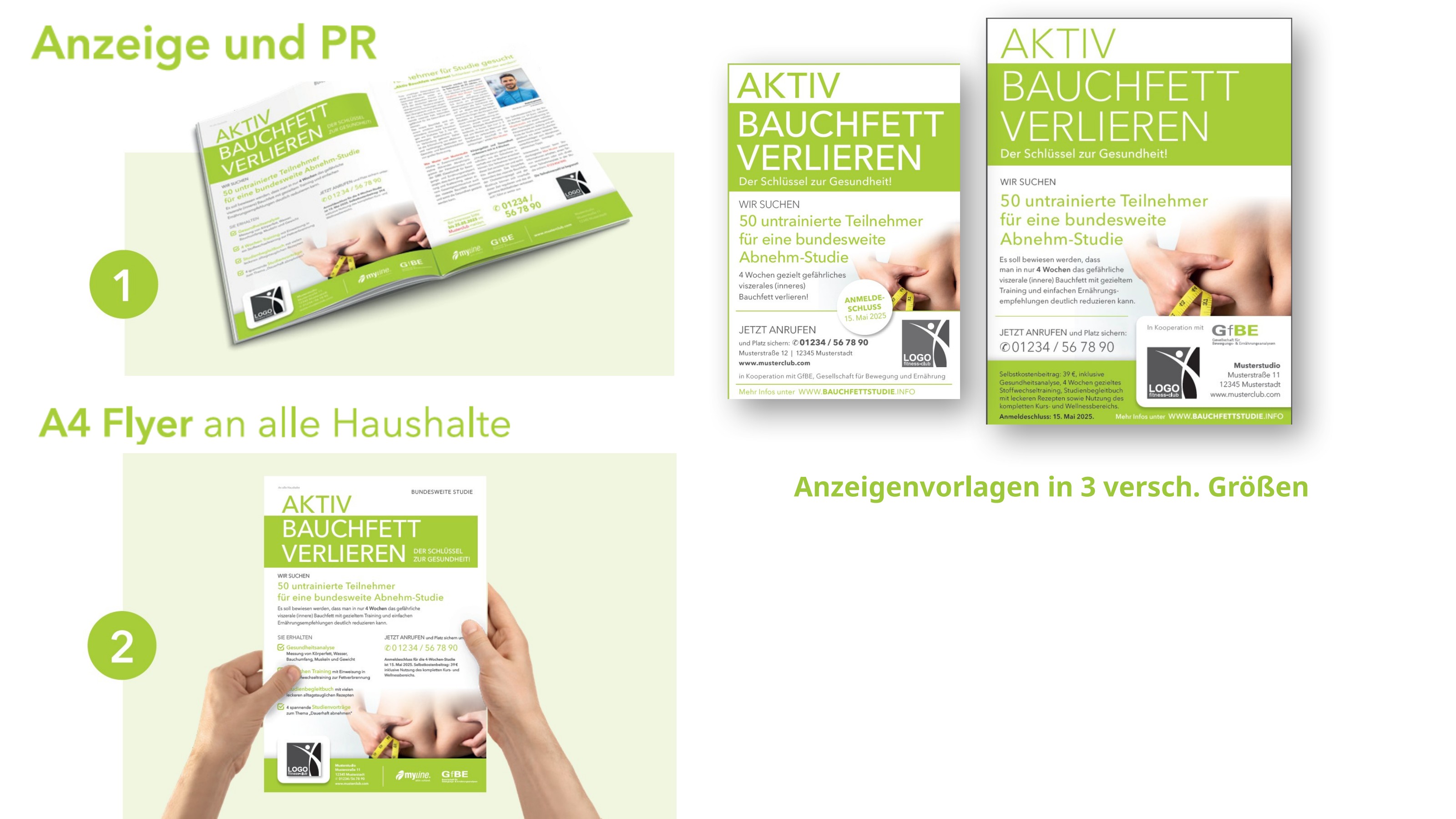 Werbemittel-Paket: Anzeigen, Flyer, Plakate